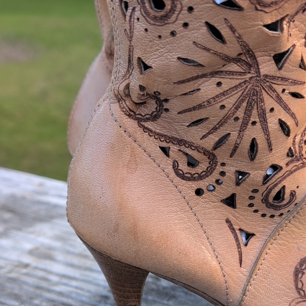 Elegant Tan Leather Heeled Boots From Renzo Formen - Picture 4 of 10